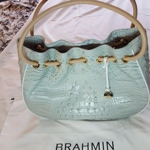 Brahmin Mint Green Croc-Embossed Tote